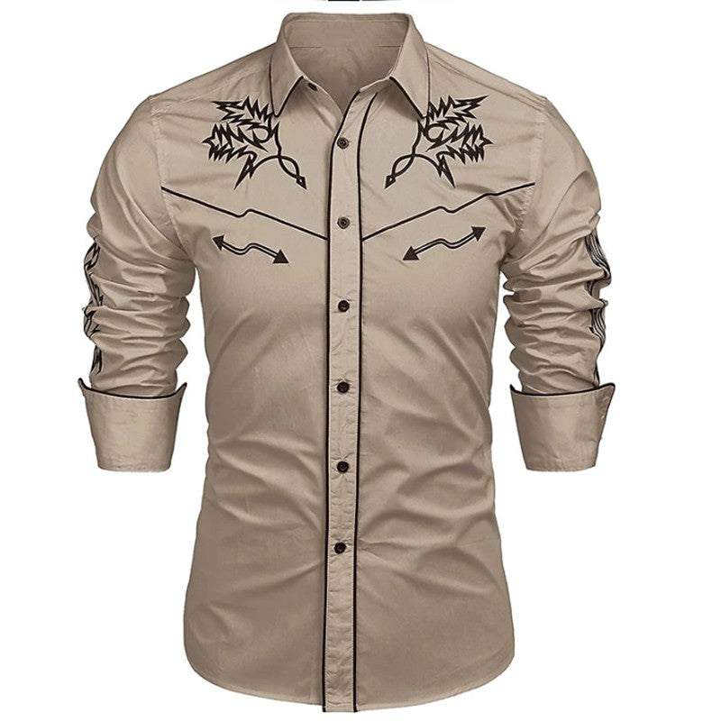 Top Men's Shirt Western Tribal Ethnic Style Designer Design Rose High Quality Luxury Men Sports Leisure Outdoor Party 2023 New