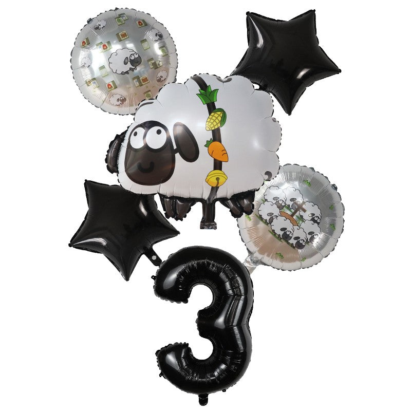 6pcs White Head sheep Foil Balloons Children's birthday party decor Baby Shower wedding marriage room balloons