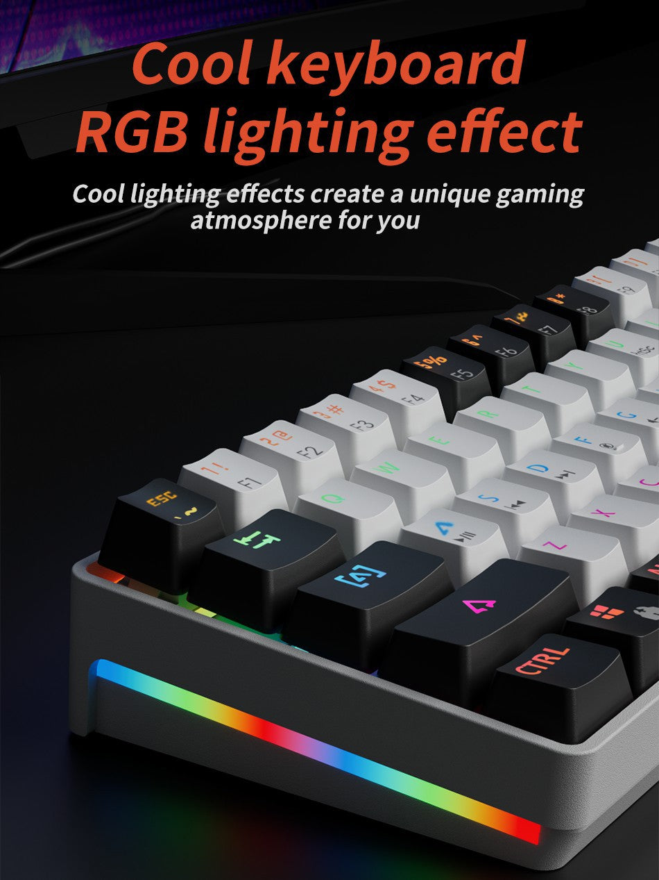 MUCAI MK61 RGB backlit esports gaming mechanical keyboard with red axis wired detachable cable USB interface hot swappable