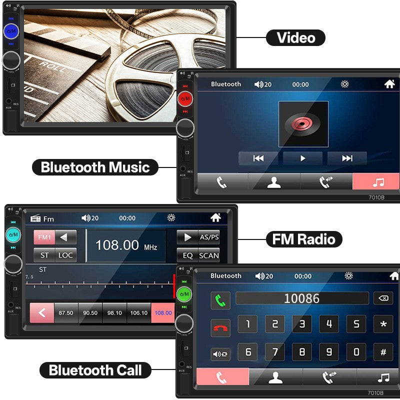 Hippcron 2 Din Car Radio Multimedia MP5 Player 7 inch HD Touch Screen Support AUX/USB/TF Mirror Link 12V Vehicles Universal