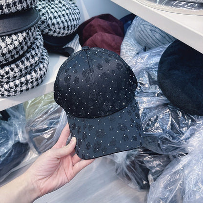 Fashion Retro Diamond Luxury Rhinestone Baseball Cap Satin Streetwear Hip Hop Hat Bones Snapback Ponytail Peaked Hats Caps Men