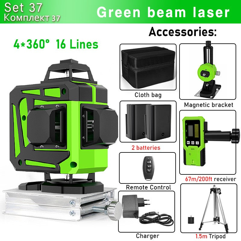Nível a Laser Clubiona 16/12 Linhas linha verde Autonivelante 360 Horizontal e Vertical Nível a Laser de Feixe Verde Super Potente