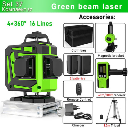 Nível a Laser Clubiona 16/12 Linhas linha verde Autonivelante 360 Horizontal e Vertical Nível a Laser de Feixe Verde Super Potente