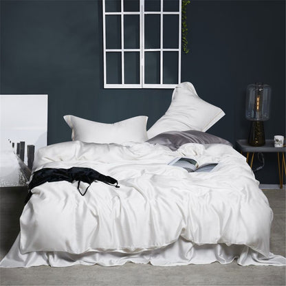 Lofuka Top Grade 100% Silk Green Bedding Set Queen King Silky Sexy Honeymoon Duvet Cover Bed Linen Flat Sheet Pillowcase