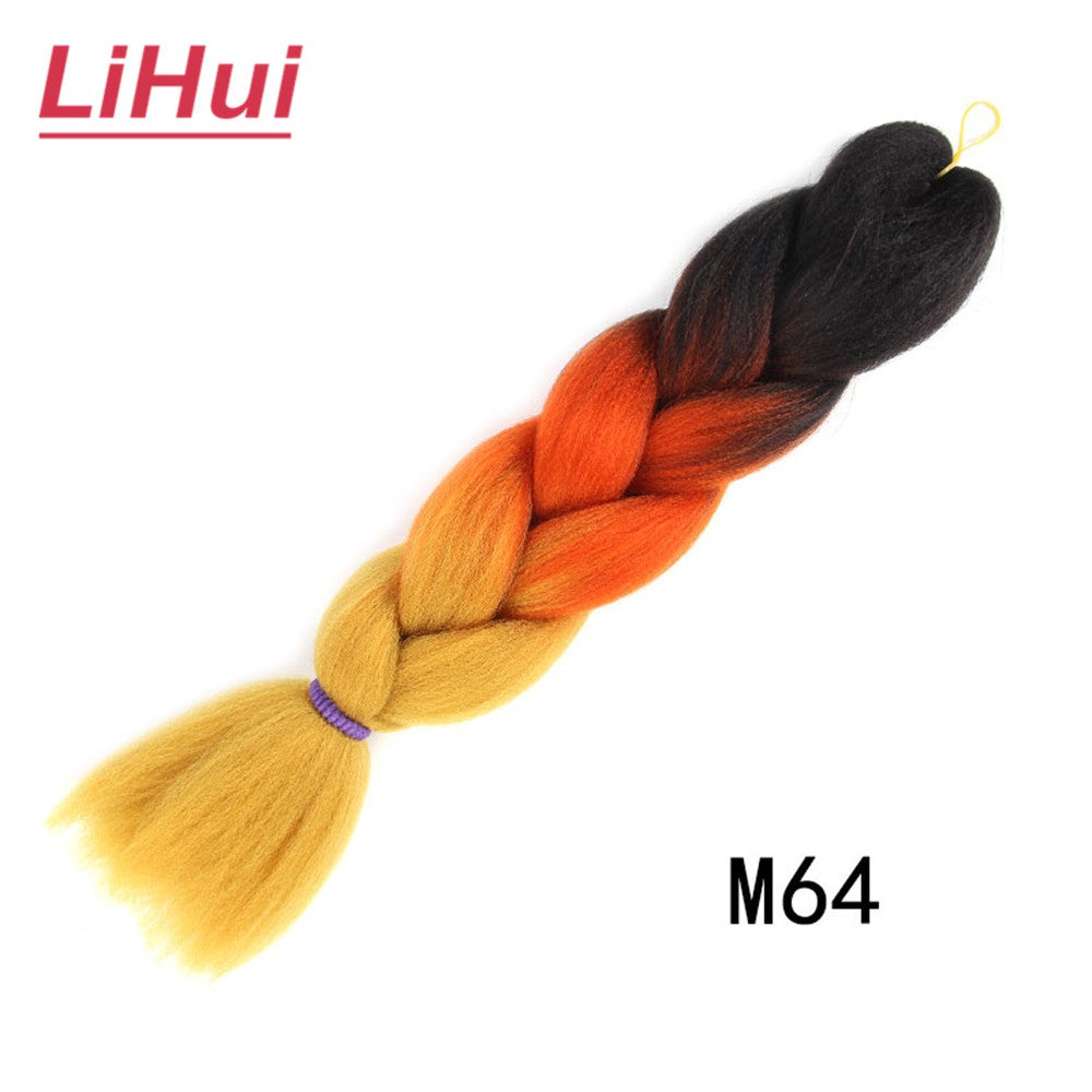 Cabelo Sintético Trança Jumbo 24 Polegadas Ombre Jumbo Extensão de Cabelo para Mulheres Tranças DIY Roxo Rosa Amarelo Cinza Lihu