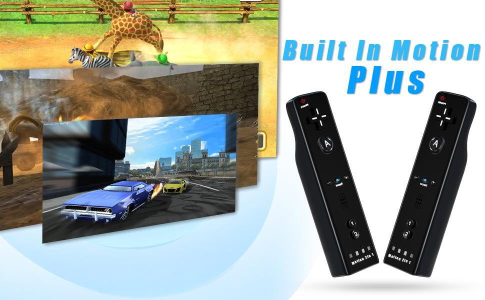 2 in 1 For Nintendo Wii Controller Set Optional Motion Plus Joystick Wireless Remote Gamepad with Silicone Case Video Game