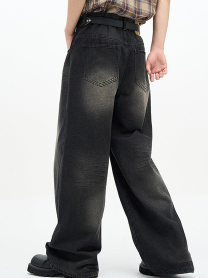 Calça Jeans Masculina Clássica Americana Hip Hop Rap Perna Larga Juventude Popular Masculina Reta Retrô Solta Calças Jeans Oversized