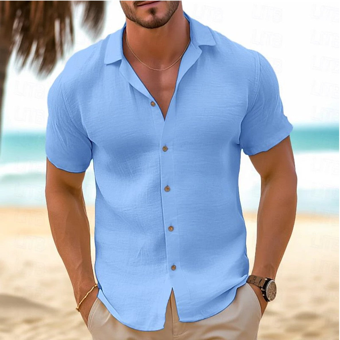 2025 Hawaiian Shirt Men's Shirt Hawaiian Cotton Shirt Short Sleeve Shirt Summer Casual Shirt Linen Summer Blouse Men