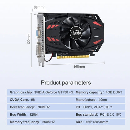 Placa de Vídeo GT730 4GB 64Bit DDR3 Com Porta HDMI VGA DVI Placa Gráfica Nvidia PCIE X16 2.0 GPU GT730 para Computador de Mesa