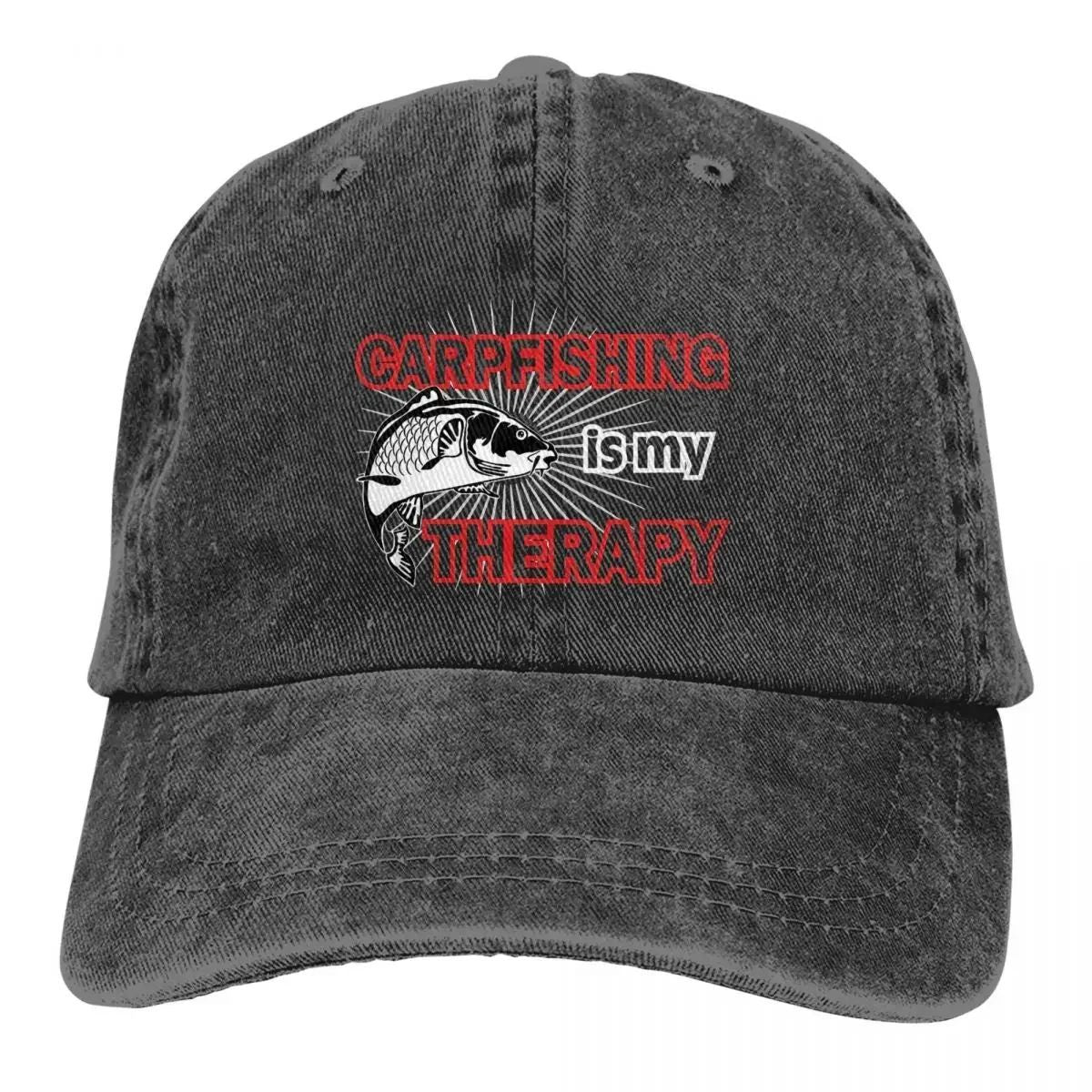 Boné de Beisebol Masculino Lavado Carpfishing Is My Therapy Bonés Trucker Snapback Chapéu de Papai Pesca de Carpas Chapéus de Pescador