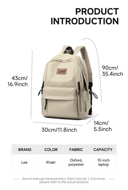 Mochila Leve LEE para Notebook 16 Polegadas Feminina Masculina Oxford, Bolsa Escolar de Ensino Médio de Grande Capacidade, Mochila de Estudante Universitário Adolescente