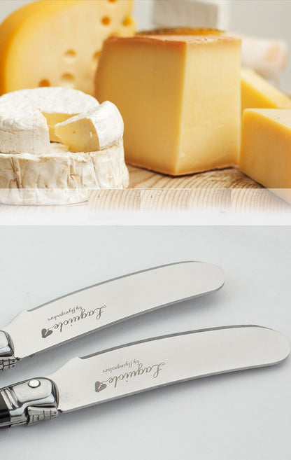 Faca de Manteiga Laguiole com Cabo Azul de Plástico, Queijo, Bolo, Espátula de Aço Inoxidável, Queijo, Geleia, Espalhador, Fatiador, Talheres Amarelos