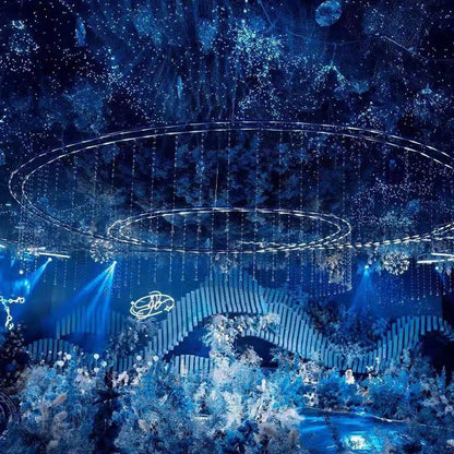 2024 Upgrade Wedding Ceiling Decor Starry Sky Wrought Iron Net With Luminous Lamp Beads Party Prop For Christmas And Birthday