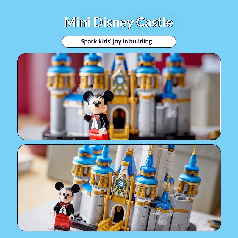 Brinquedo de bloco Lego 40478 mini castelo Disney enfeite de decoração de mesa de brinquedo presente para meninos e meninas