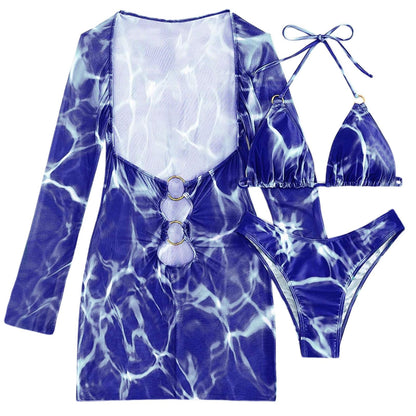 Swimwear Woman 2025 European And New 2025 Bikini Foreign Trade Swimsuit Three Piece Set Long Skirt Split Monokini ropa de mujer