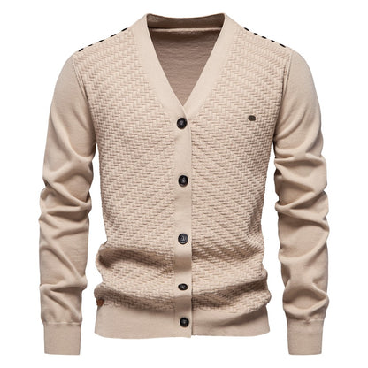 AIOPESON Mens New V Neck Button up Cotton Cardigan Sweaters Casual Social Knit Sweater Cardigans for Men