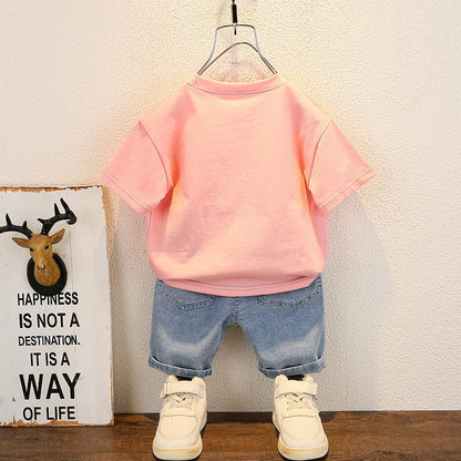New Summer Baby Boy Kids Clothes Children Clothing Suit Tops Short-sleeve T-shirt Pants 2pcs/set Sport Infant 0-5 Years