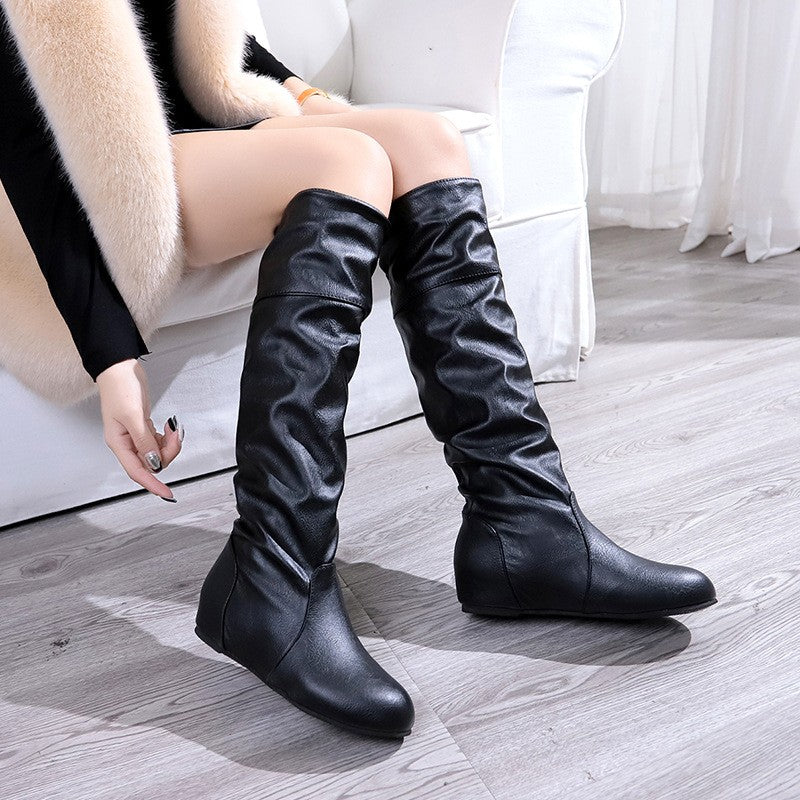 Flat Shoes Spring Autumn Women High Boots Long Western Cowboy Boots Women Footwear Large size 35-43 2024 Mid-Calf Boots Women