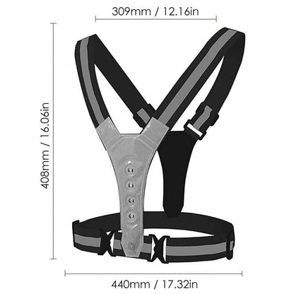 Glowing Reflector Straps Vest Adjustable & Elastic High Visibility Running Vest Safety Running Vest for Runners Night Walking