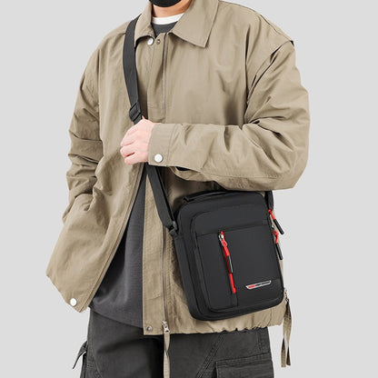 1 men's crossbody bag with zip closure, adjustable shoulder strap, and multiple storage compartments, suitable for daily commuti