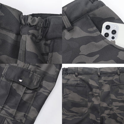 Calças Masculinas de Pena de Inverno, Grossas, de Lã, Perna Reta, Estilo Puffer, Cargo, Quentes, à Prova de Vento, para Escalada e Esqui ao Ar Livre