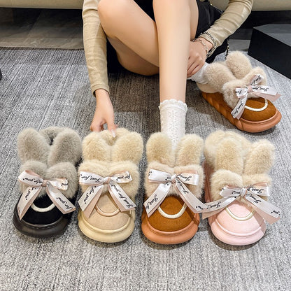 Luxury Winter Women Short Plush Warm Snow Boots Casual Shoes New Suede Fur Chelsea Ankle Boots Flats Platform Ladies Shoes Botas