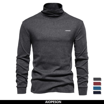 AIOPESON Solid Men T-shirt Casual Long Sleeve Turtleneck Bottoming Shirt for Men Autumn Winter Basic Slim Underwear Shirts Man
