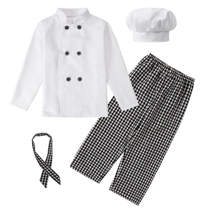 Kids Boys Chef Costume Girls Cooking Baking Clothes Children Halloween Chef Costume Set Cook Uniform Carnival Party Fancy Dress