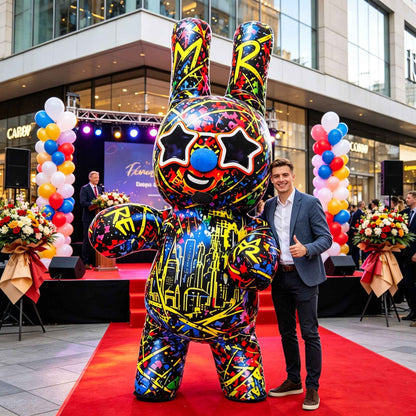 SAYGO New Camo Violent Bear Rabbit Inflatable Costume Mascot Parade Adult Cosplay Halloween Birthday Party Event Plush Set