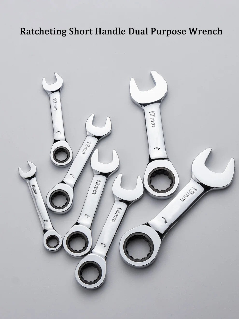 Short Handle Ratchet Spanner 6/7/8/9/10/11/12/13/14/15/16/17/18/19mm Fix Head Ratcheting Wrench Professional Spanner Hand Tools