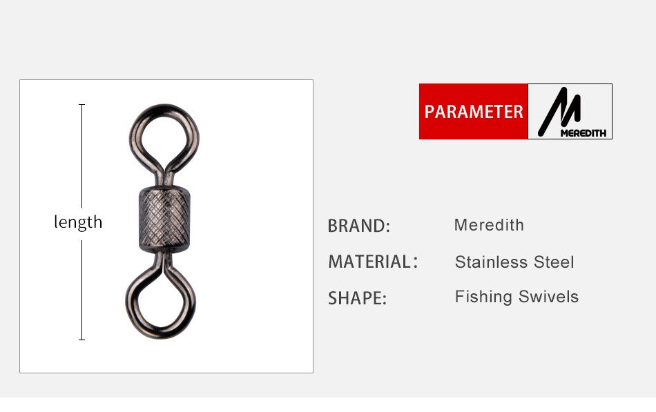 Meredith 50PCS/Lote Giradores de Pesca Rolamento de Esferas Giratório com Fecho de Segurança Anéis Sólidos Giratório para Acessórios de Pesca de Carpa