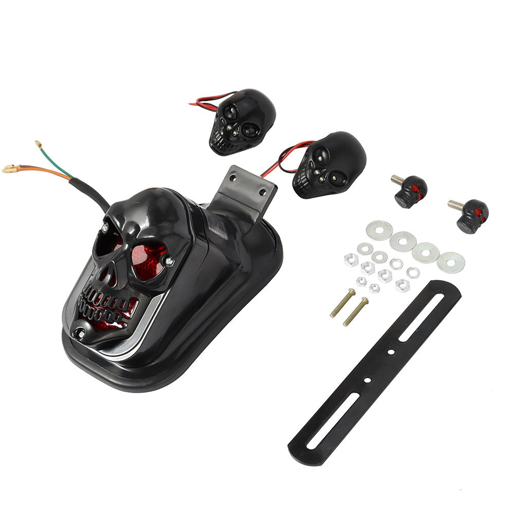 Para-lama traseiro de motocicleta com lâmpada de freio e luzes de placa Caveira Cruzada em Formato de Lápide Para Harley Chopper Bobber Personalizada