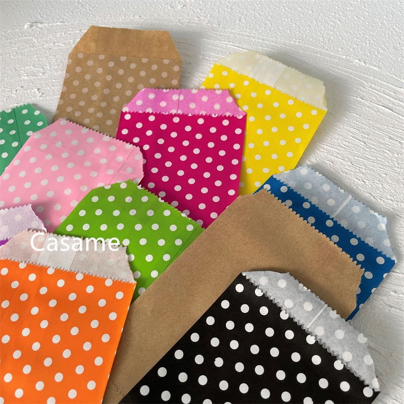 10/25/50 Pcs Small Sack Pouch Mini Dot Kraft Paper Bags Wedding Party Invitation Greeting Cards Paper Gift Bag Birthday