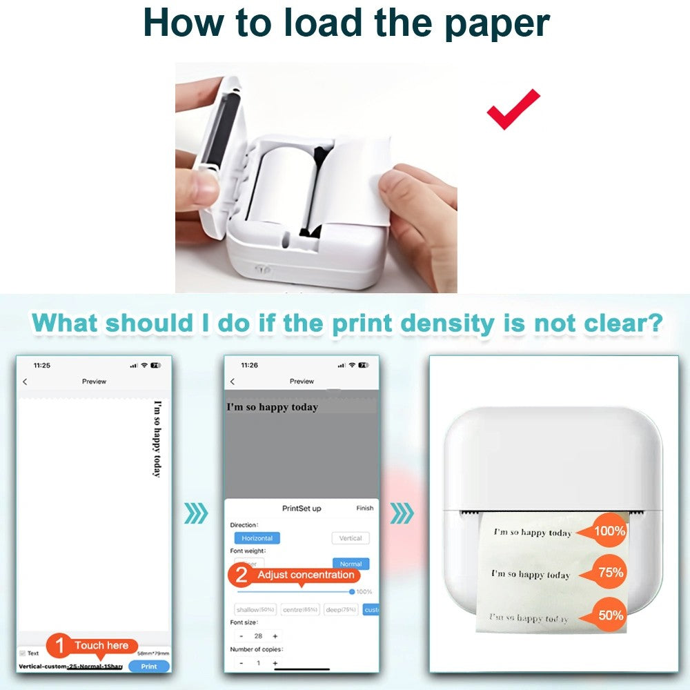 Portable Mini printer,thermal pocket Label  printer, for Android or IOS APP, inkless sticker printer, suitable for home, office