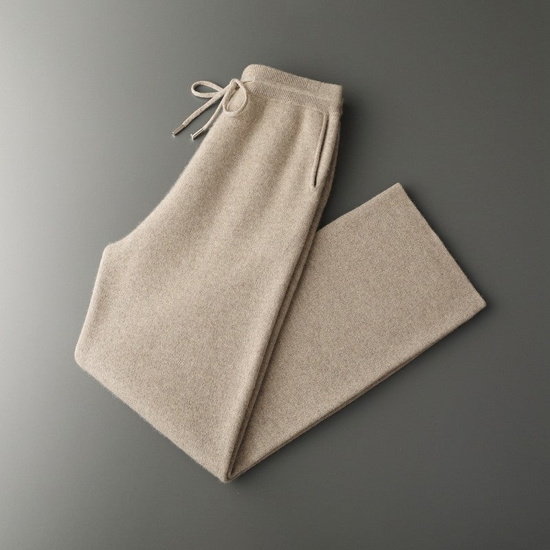 ADDONEE Men's 100% Wool Hoodie Cardigan Straights Leg Pants Set Autumn Winter Thick Cashmere Knitwear Sweater Trousers Suit