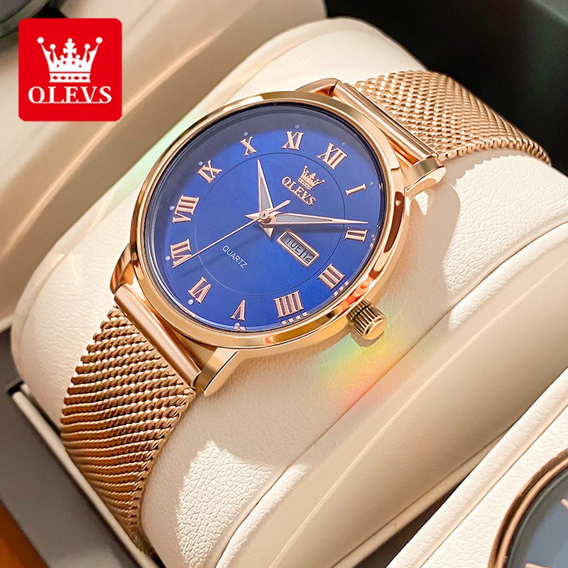 OLEVS 2920 Women's Watch Top Quality Stainless Steel Waterproof Double Calendar Quartz Watch Classic Fashion Luxury Women Watch