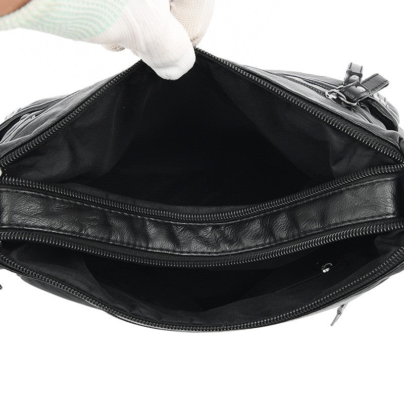 Fashion Soft Leather Crossbody Bags for Women 2025 Casual Female Multi Pocket Messenger Bags Retro Handbags Ladies Shoulder Bags