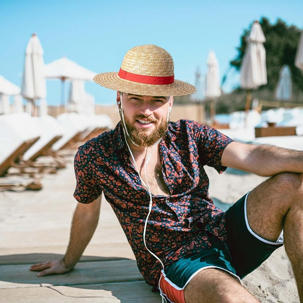 Multifunctional Straw Hat for Men Women Luffy Cosplay with String Sun Beach Party Travel Performance Costume Straw Caps