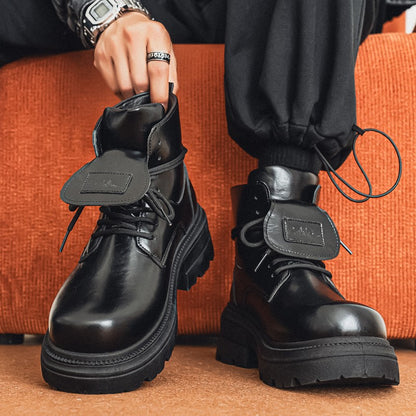 2025 Men's Autumn and Winter Derby Shoes: Thick-soled height-increasing large-head thick-soled high-top shoes.