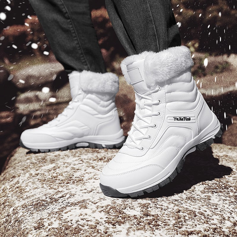 2025Brand Warm Winter Men's Hiking Boots Outdoor Snow Men Boots Men Work Casual Sneakers High Top Keep Warm Non-slip Ankle Boots
