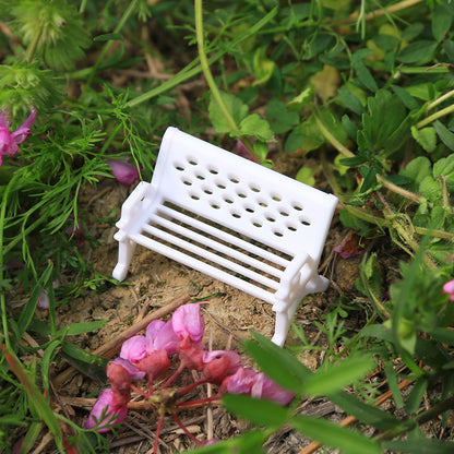1SET Doll House Miniature Bench Stools White Chair Cute Fairy Garden Gnome Moss Terrarium Bonsai DIY Craft Home Decoration