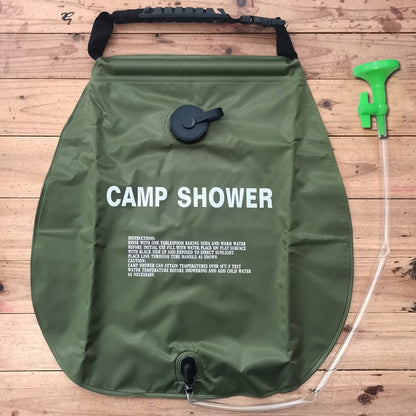20L Solar Shower Bag,5 Gallon Military Green Camping Shower, Portable Outdoor Washing Bag for Hiking/Beach/Travel