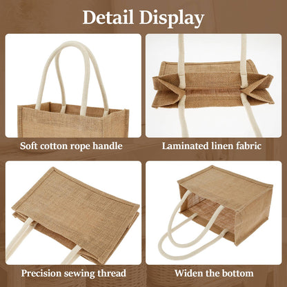 Portable Jute Tote Bag Burlap Tote Bags Mini Burlap Beach Bags Multipurpose Burlap Hand Bags for Shopping Trips Beach School