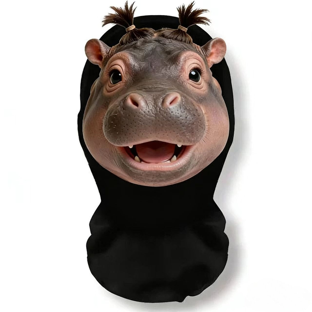 A realistic mesh headwear with hippopotamus emojis, a breathable party mask, and essential equipment for cycling out