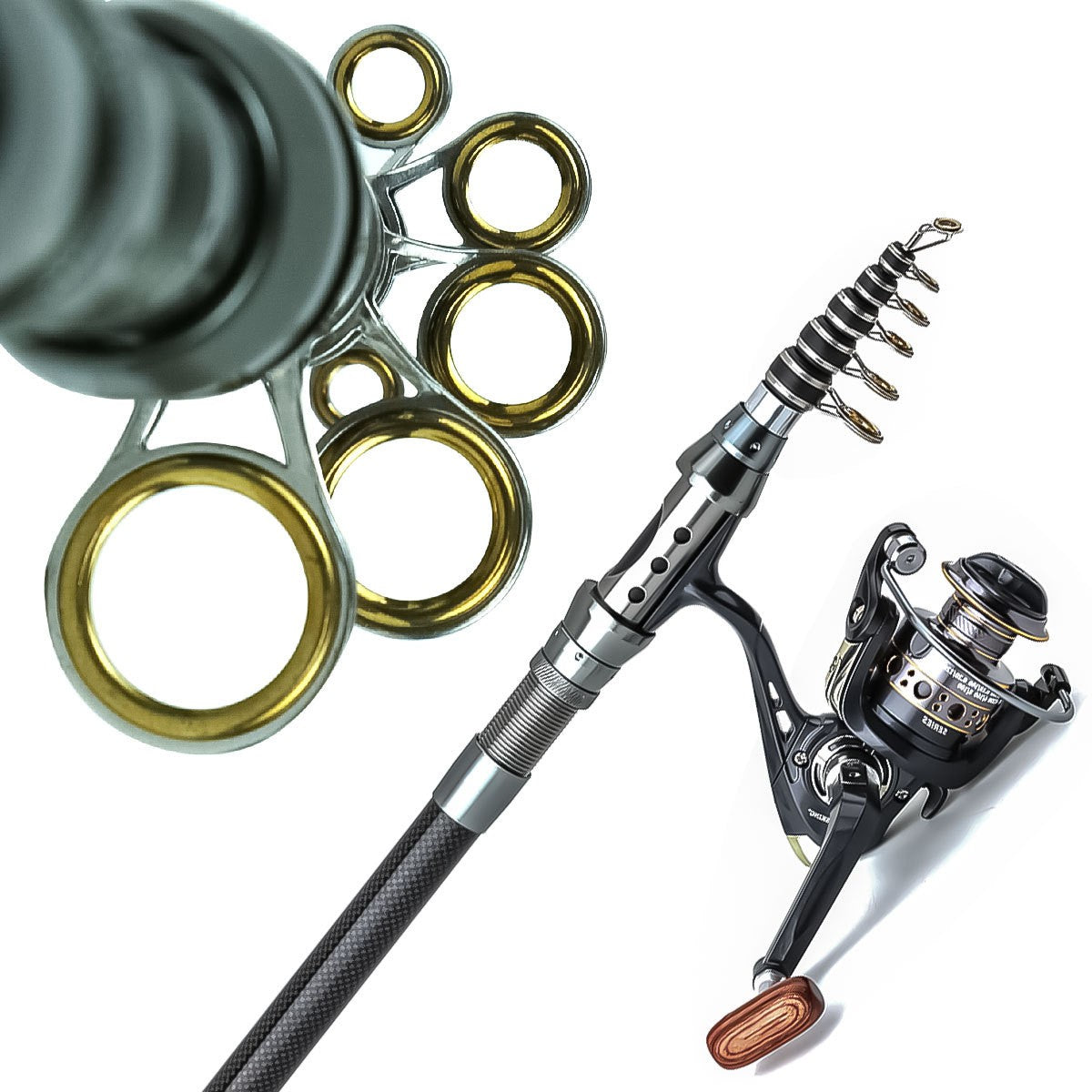 1.8-3m Carbon Fiber Fishing Rods and Reel Combo Super Hard Telescopic Fishing Pole Spinning Reel Kit