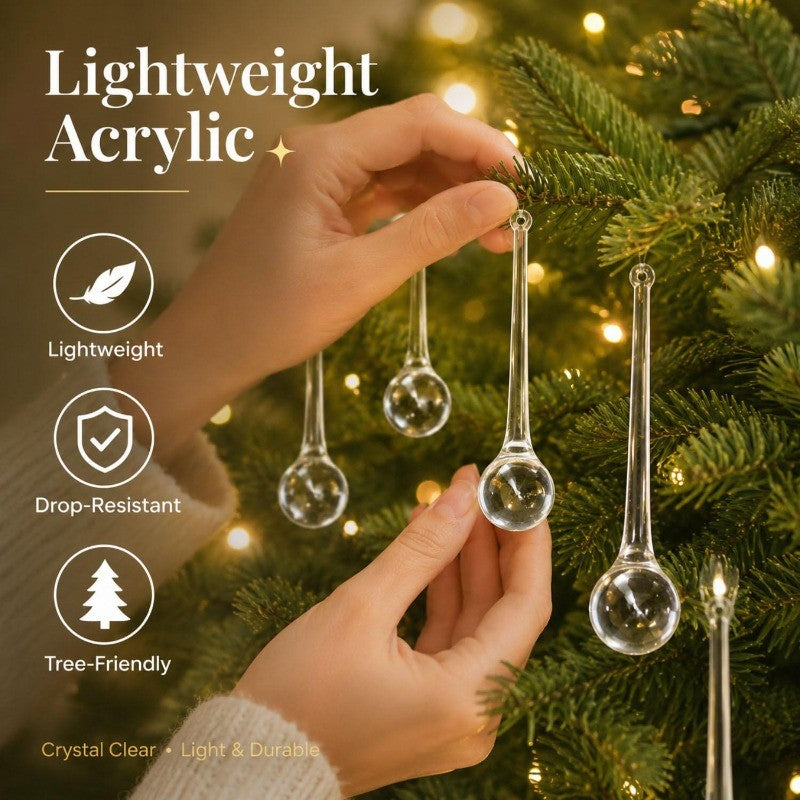 6-30Pcs DIY Crystal Raindrops Hanging Pendants Christmas Tree Lamp Glass Beads Curtain Decoration Home Party Ornaments Supplies