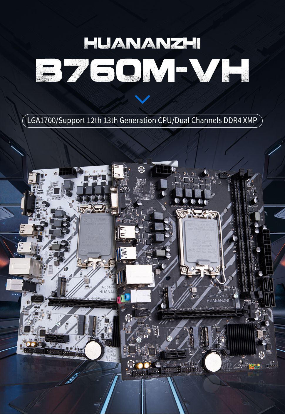 Placa-mãe HUANANZHI B760M VH B M-ATX DDR4 Suporta CPU Intel LGA 1700 de 12ª e 13ª Geração B760 12100F 12400F 12490F 12600F 12700F 13600F