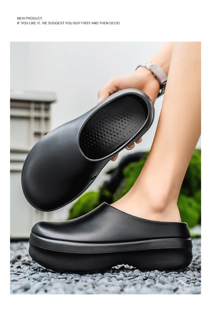 2025 Men Women Chef Shoes Non-slip Waterproof Oil-proof Shoes Comfortable Workers Slippers Outdoor Fishing Shoes EVA