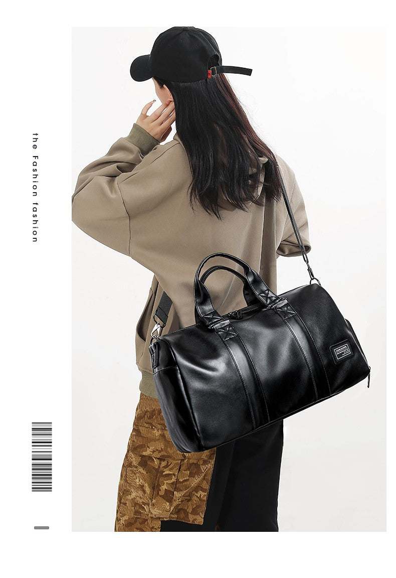 Large Capacity Travel Bag PU Travel Handbag Men Carry On Luggage Duffle Bags Soft Casual Black Big Weekend Bags Travelling Tote