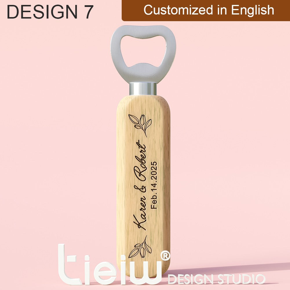 12PCS Custom Wedding Gift Bottle Opener Wedding Favors for Guests Personalized Wooden Opener as Gift for Wedding Decoration